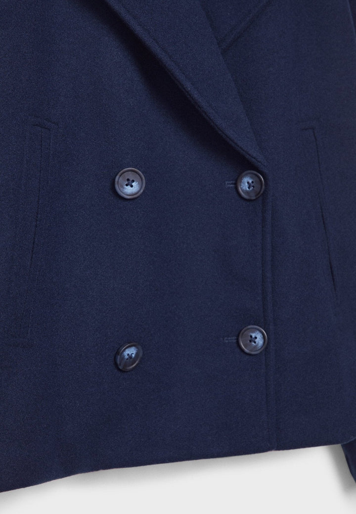 Faustine | Brushed Cropped Double Breasted Wool Pea Coat for Women