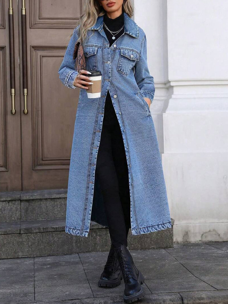 Winnie | Understated Longline Denim Duster Coat for Women