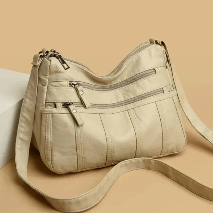 Iseline | Pebbled Multi Zip Crossbody Bag for Women