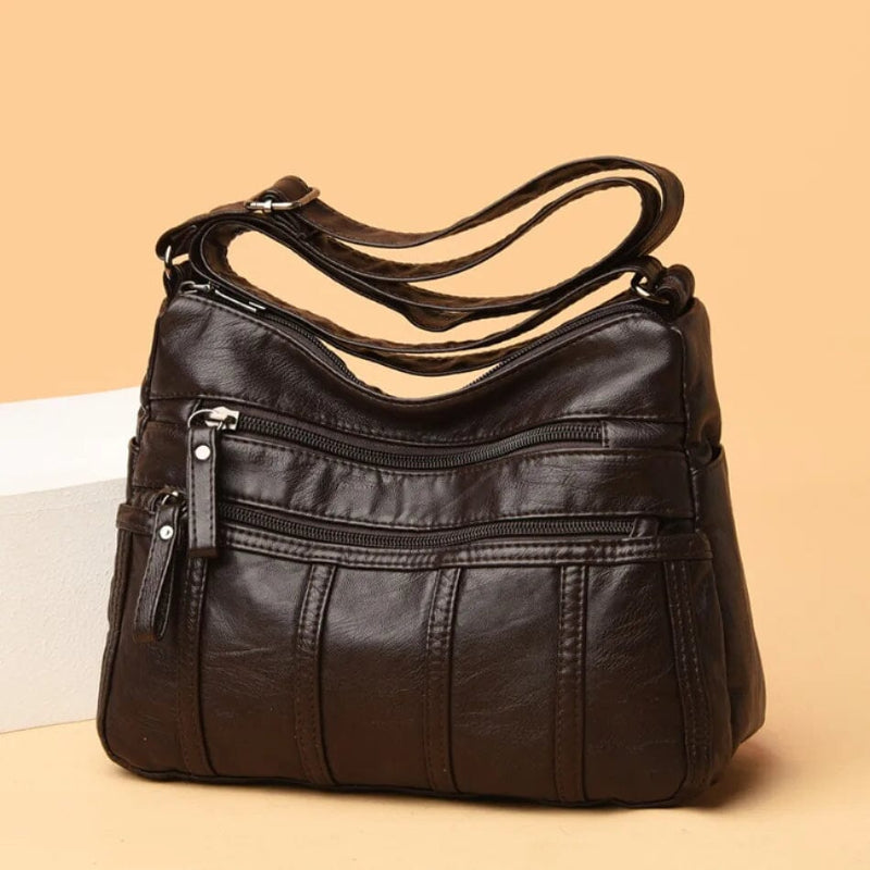Iseline | Pebbled Multi Zip Crossbody Bag for Women