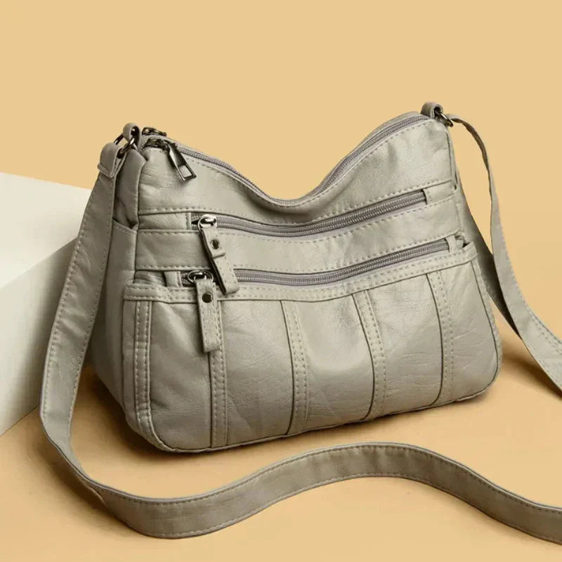 Iseline | Pebbled Multi Zip Crossbody Bag for Women
