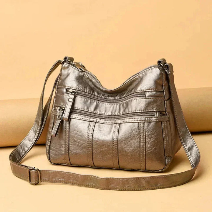 Iseline | Pebbled Multi Zip Crossbody Bag for Women