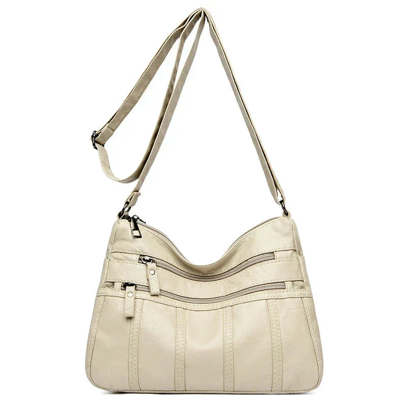 Iseline | Pebbled Multi Zip Crossbody Bag for Women