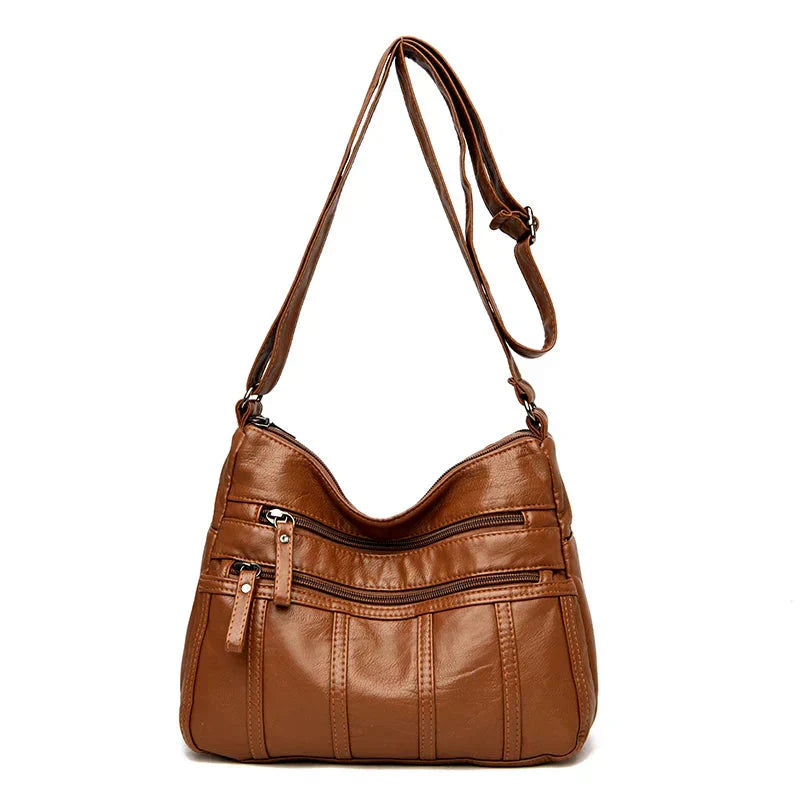 Iseline | Pebbled Multi Zip Crossbody Bag for Women