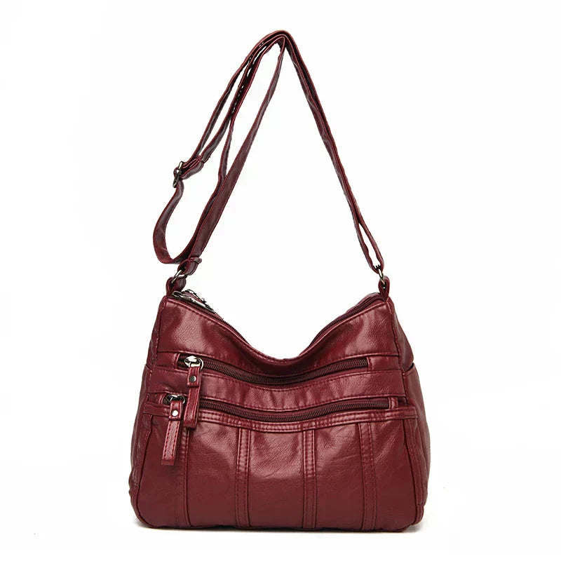 Iseline | Pebbled Multi Zip Crossbody Bag for Women