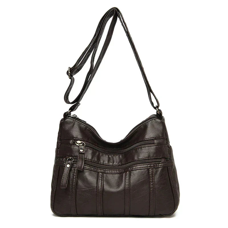 Iseline | Pebbled Multi Zip Crossbody Bag for Women