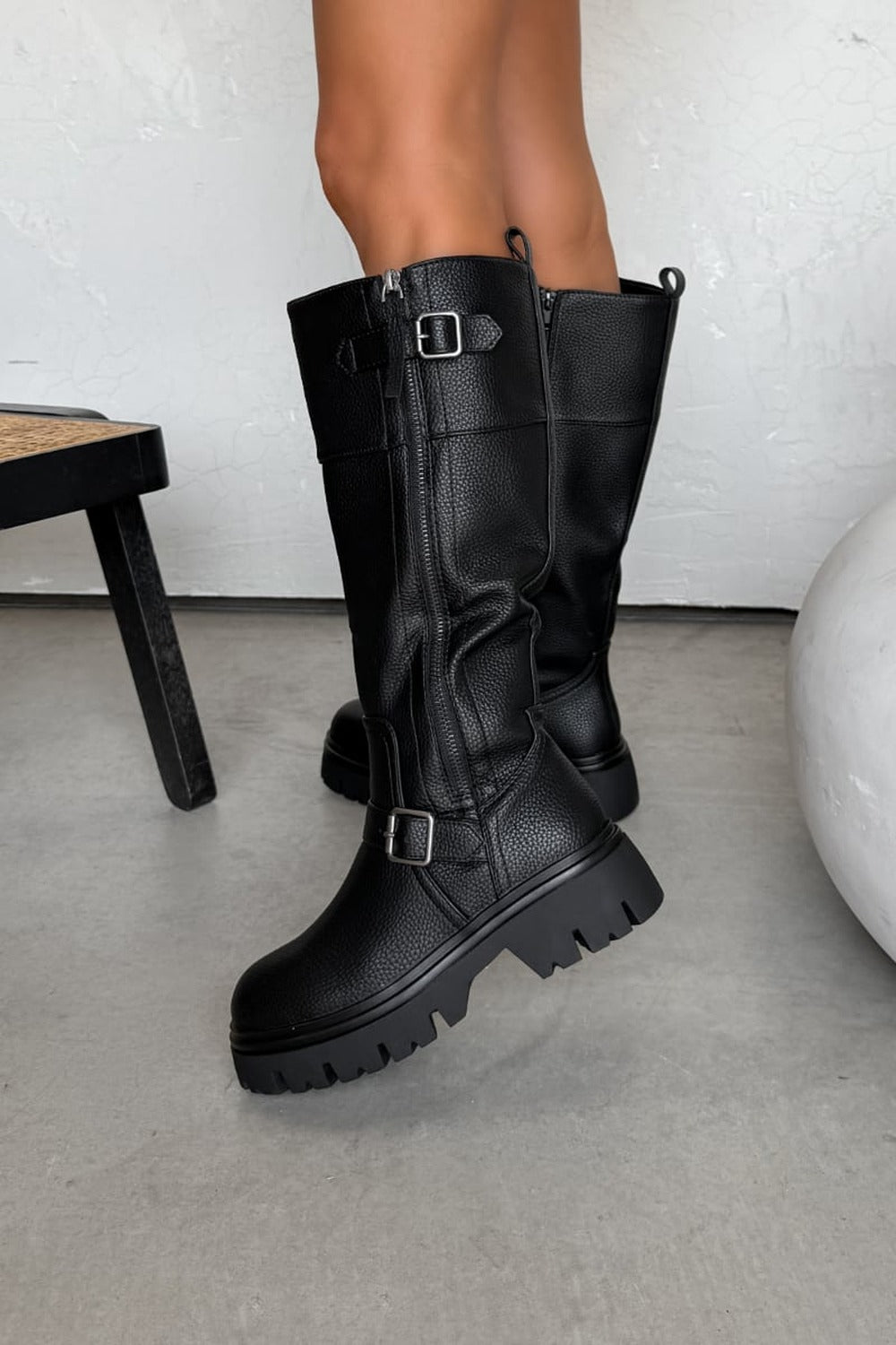 Sylvestrine Black Knee High Boots for women