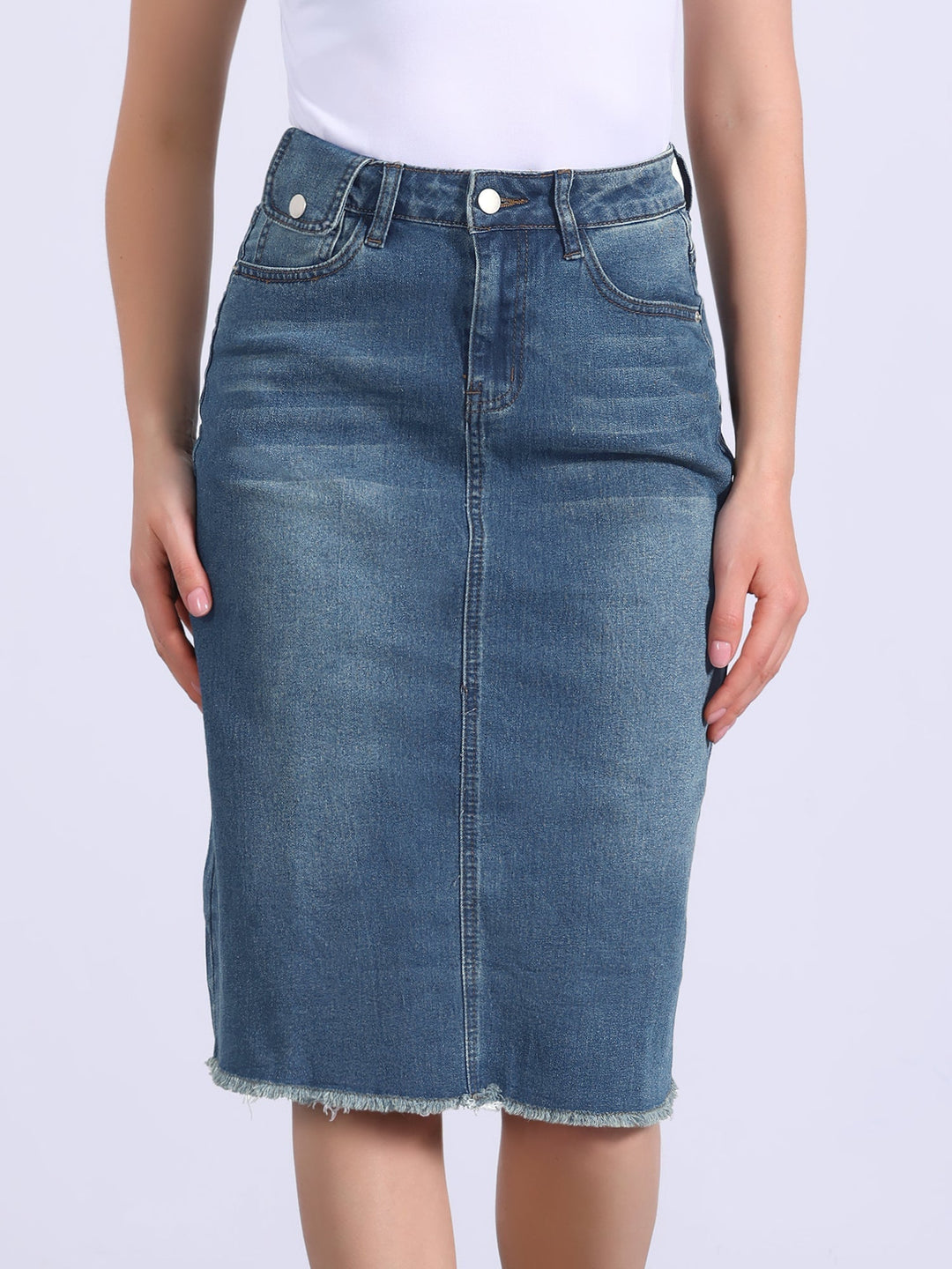 Ottoline | Honest Fitted Denim Midi Skirt for Women