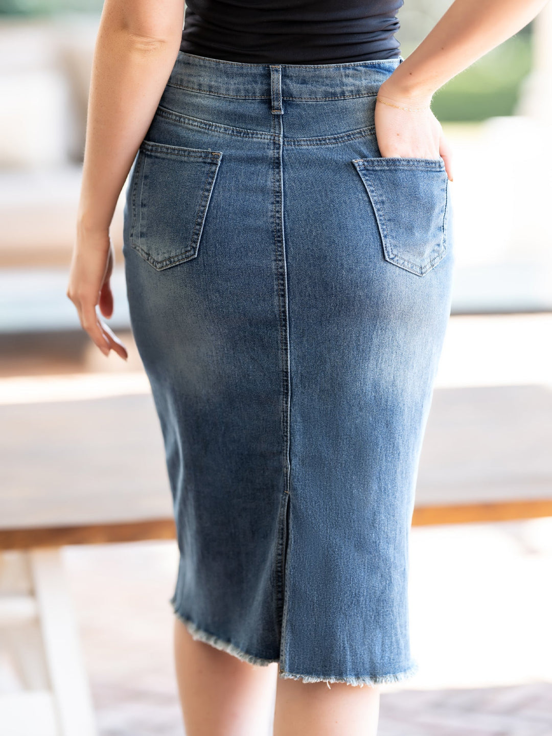 Ottoline | Honest Fitted Denim Midi Skirt for Women