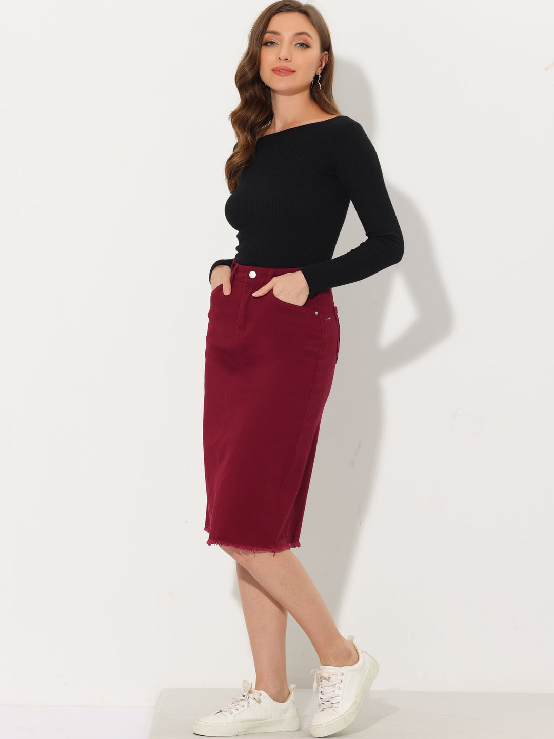 Ottoline | Honest Fitted Denim Midi Skirt for Women