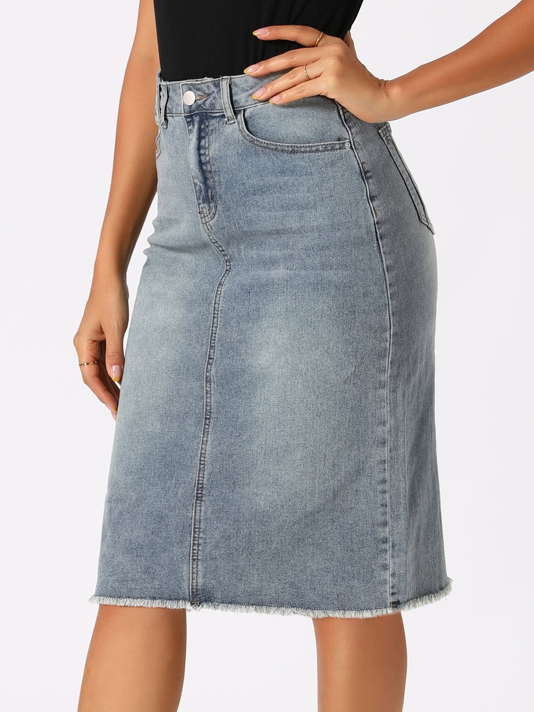 Ottoline | Honest Fitted Denim Midi Skirt for Women