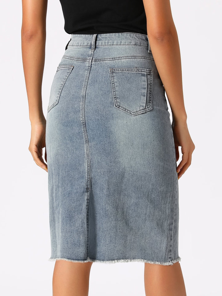 Ottoline | Honest Fitted Denim Midi Skirt for Women