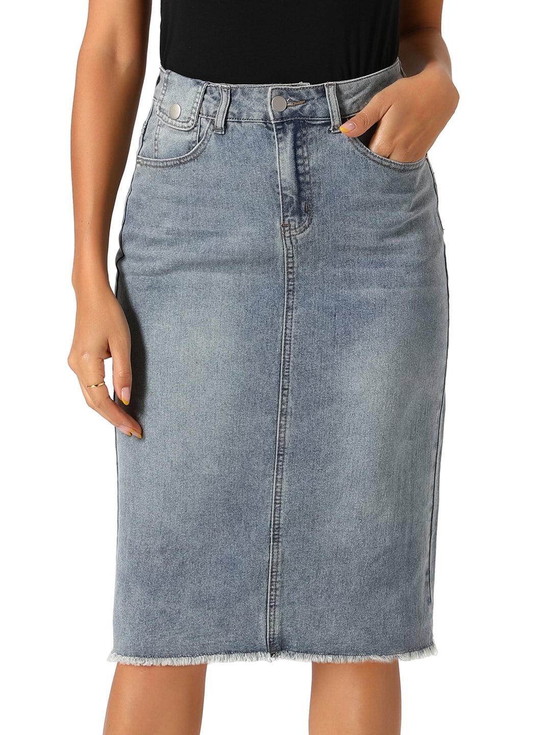 Ottoline | Honest Fitted Denim Midi Skirt for Women