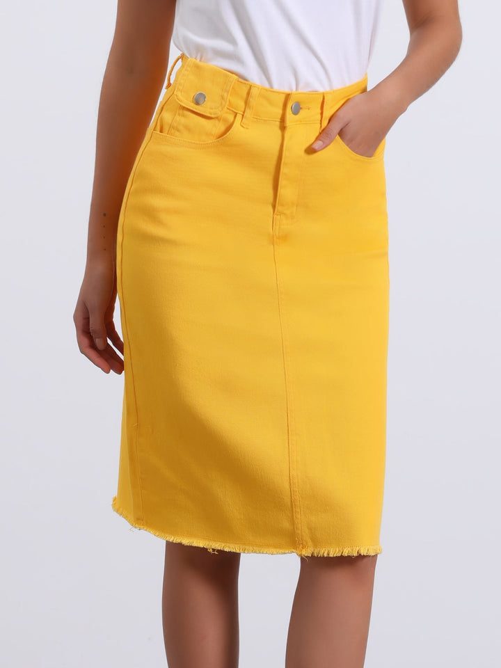 Ottoline | Honest Fitted Denim Midi Skirt for Women