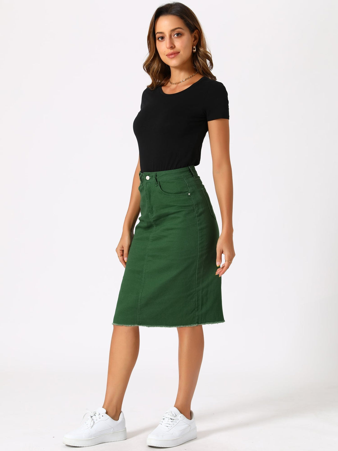 Ottoline | Honest Fitted Denim Midi Skirt for Women