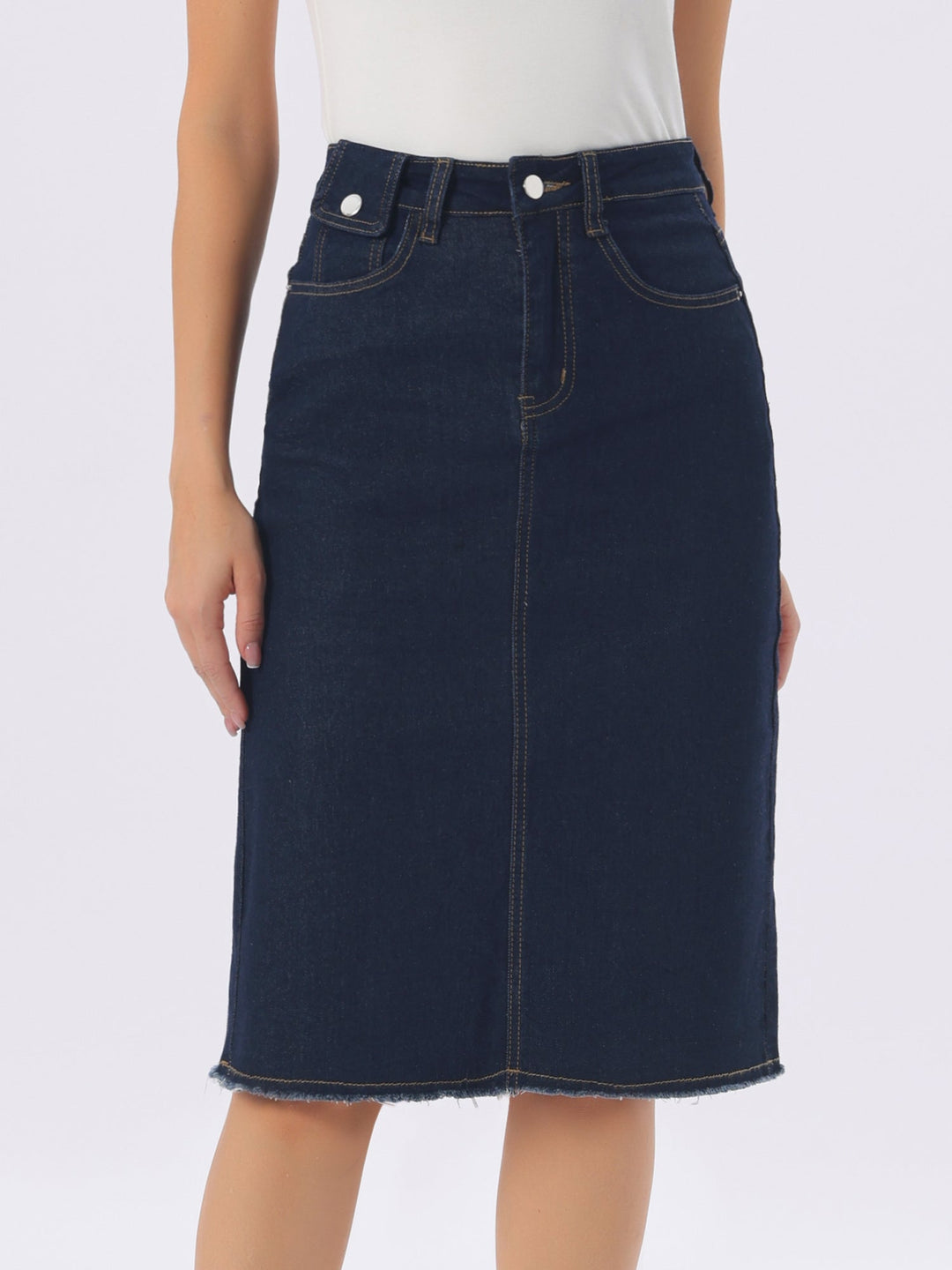 Ottoline | Honest Fitted Denim Midi Skirt for Women