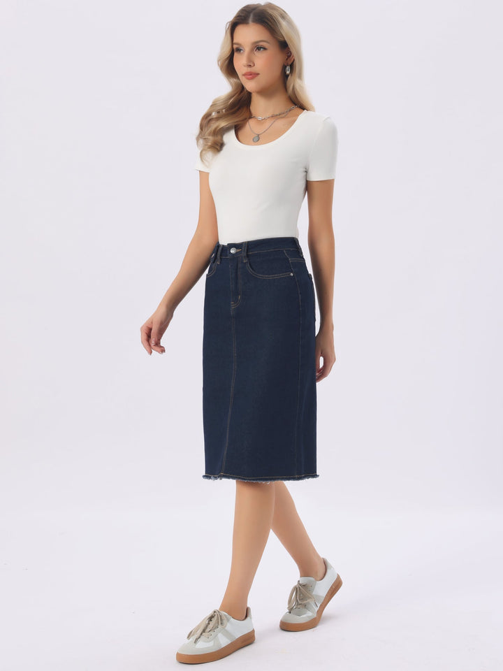 Ottoline | Honest Fitted Denim Midi Skirt for Women