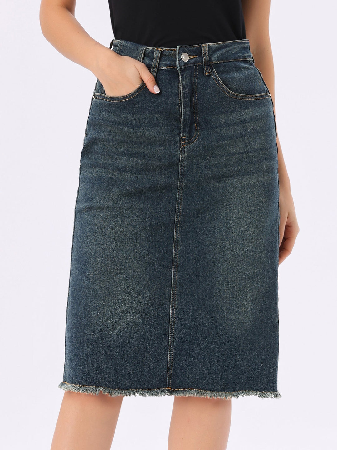 Ottoline | Honest Fitted Denim Midi Skirt for Women