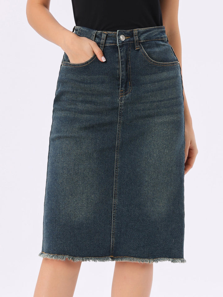 Ottoline | Honest Fitted Denim Midi Skirt for Women