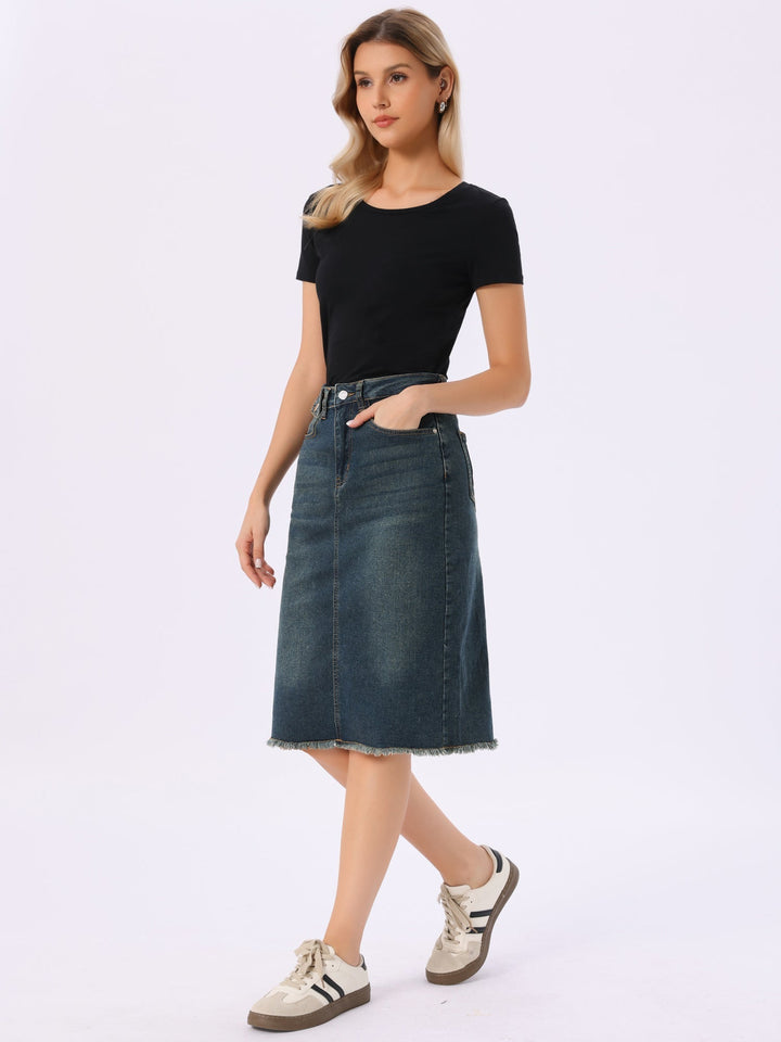Ottoline | Honest Fitted Denim Midi Skirt for Women