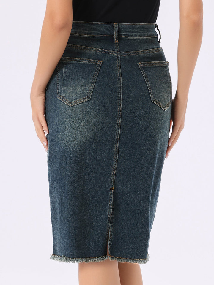 Ottoline | Honest Fitted Denim Midi Skirt for Women