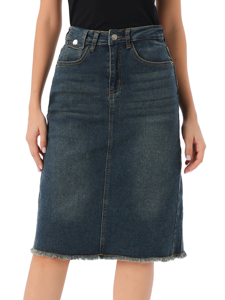 Ottoline | Honest Fitted Denim Midi Skirt for Women