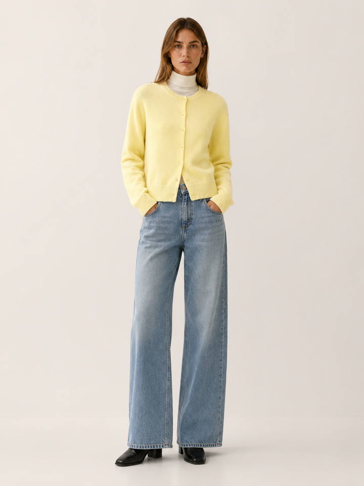 Vaylora | Neat Cropped Button Front Knit Cardigan for Women