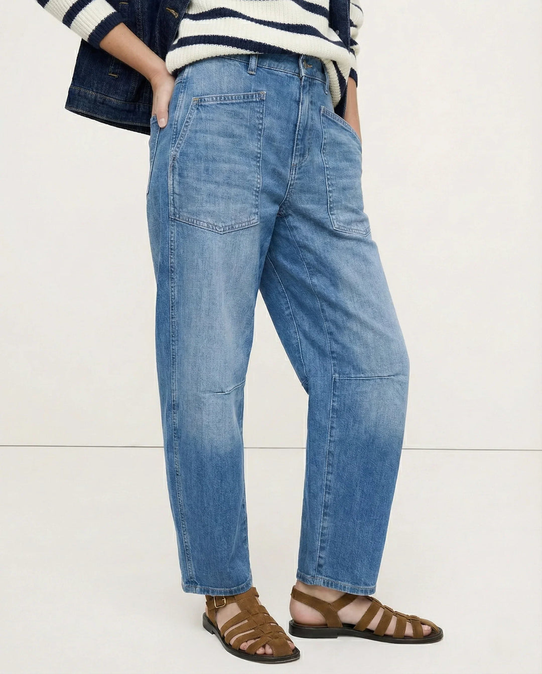Estelle | Utilitarian Mid Rise Cargo Pocket Jeans for Women