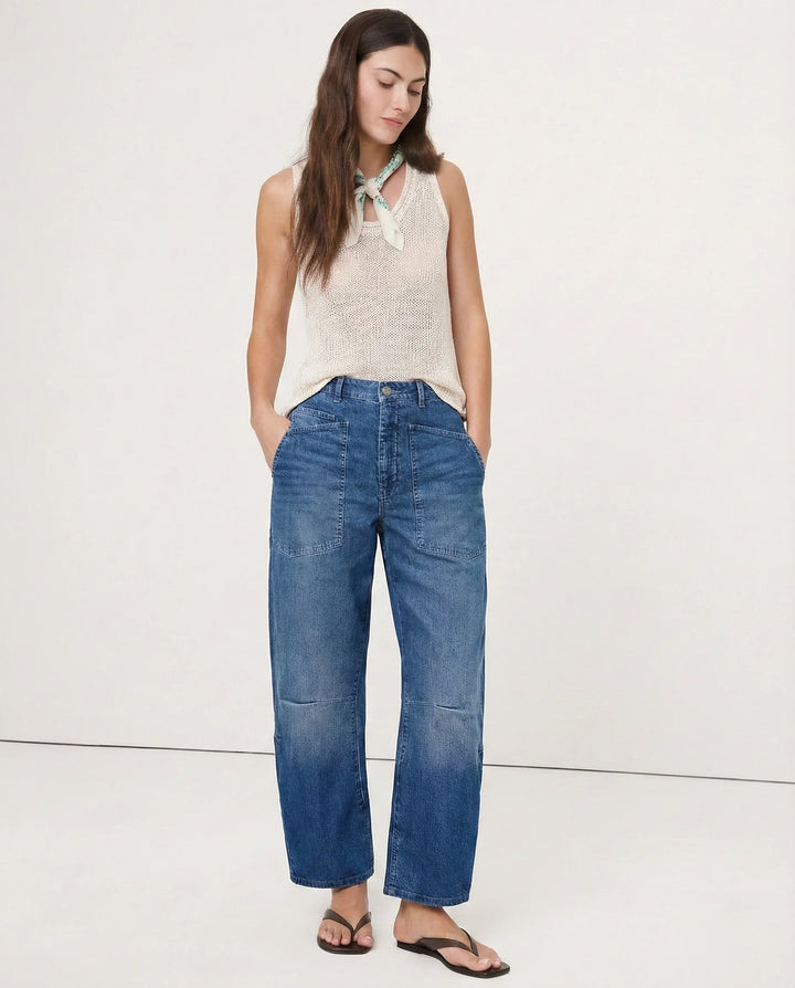 Estelle | Utilitarian Mid Rise Cargo Pocket Jeans for Women
