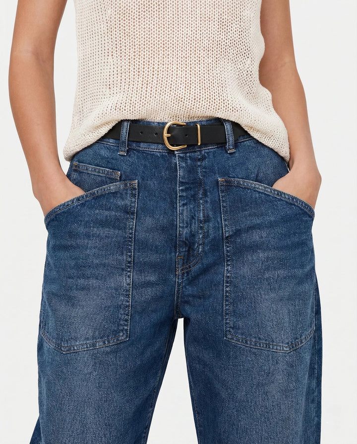 Estelle | Utilitarian Mid Rise Cargo Pocket Jeans for Women