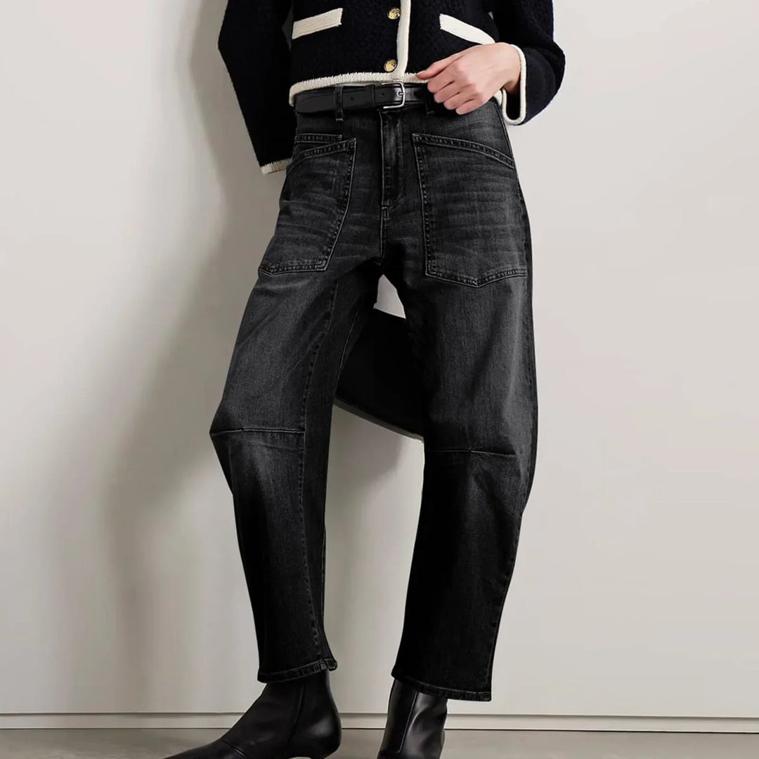 Estelle | Utilitarian Mid Rise Cargo Pocket Jeans for Women