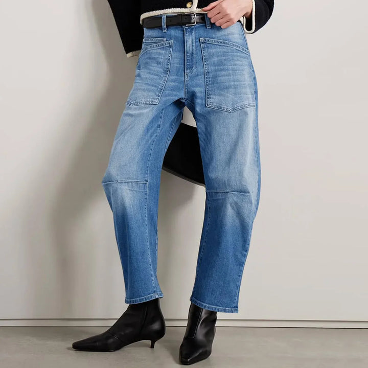 Estelle | Utilitarian Mid Rise Cargo Pocket Jeans for Women