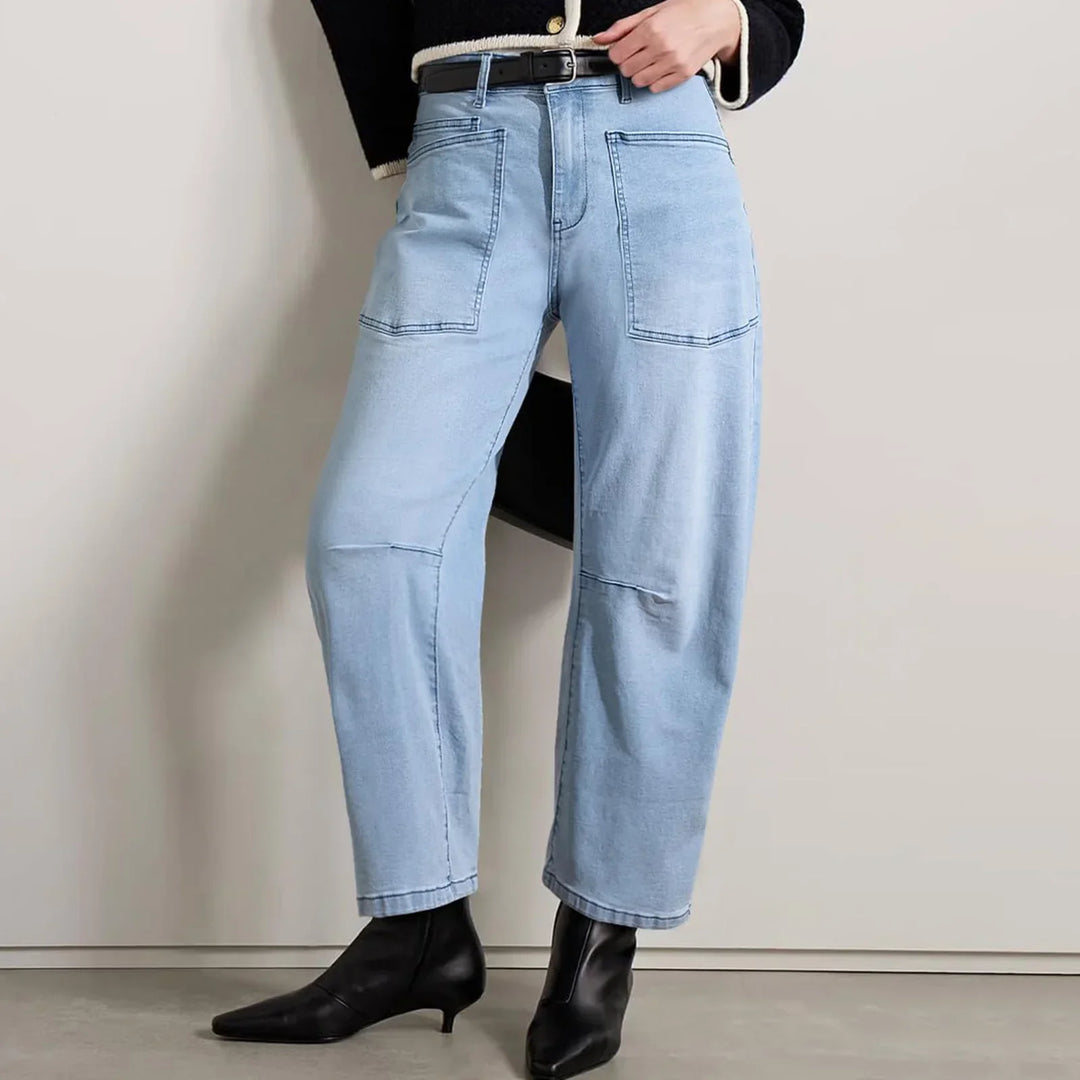 Estelle | Utilitarian Mid Rise Cargo Pocket Jeans for Women