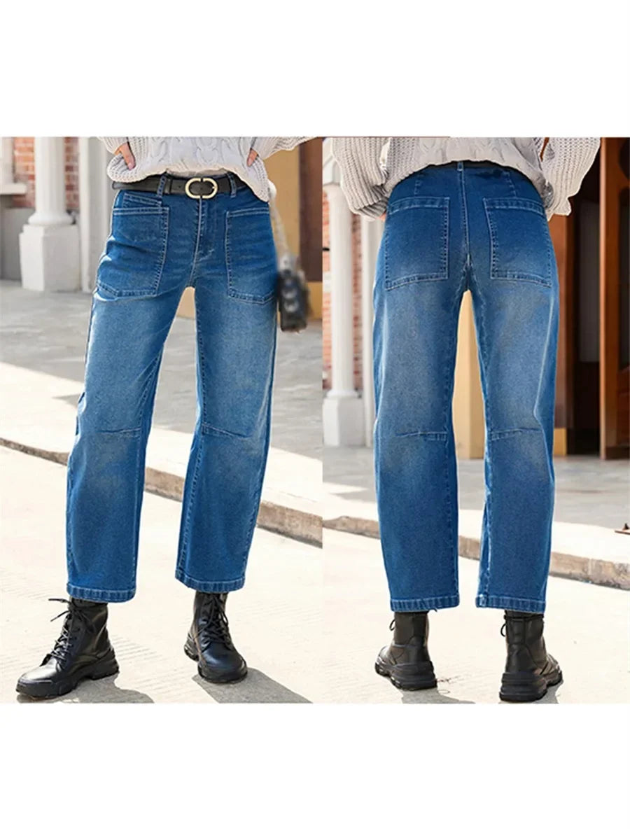 Estelle | Utilitarian Mid Rise Cargo Pocket Jeans for Women