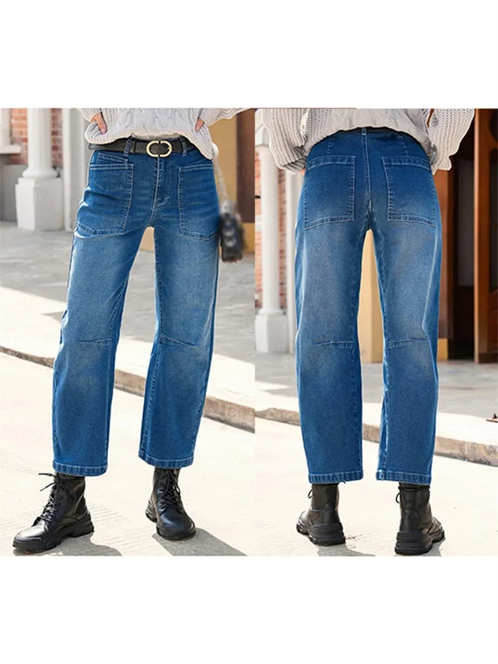 Estelle | Utilitarian Mid Rise Cargo Pocket Jeans for Women