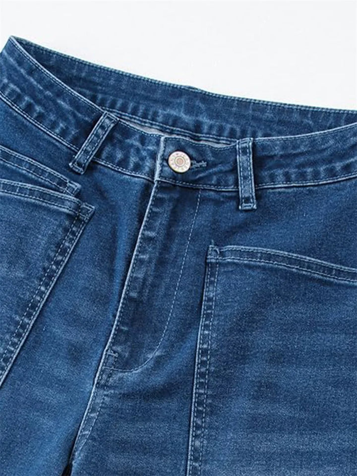 Estelle | Utilitarian Mid Rise Cargo Pocket Jeans for Women