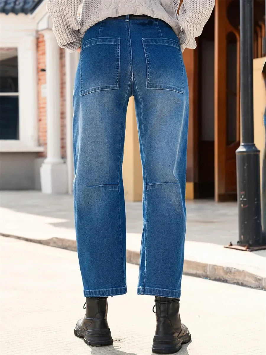 Estelle | Utilitarian Mid Rise Cargo Pocket Jeans for Women