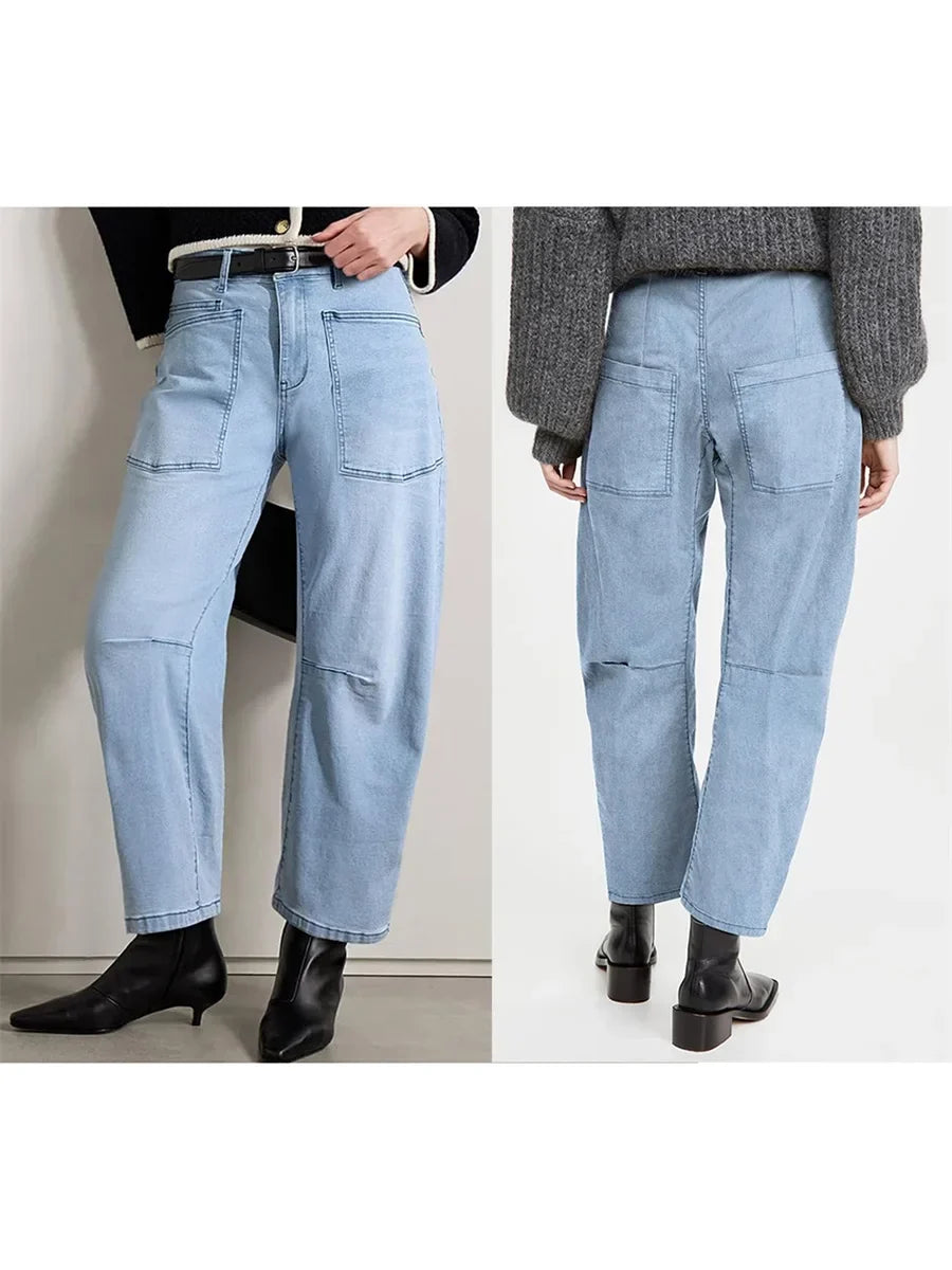 Estelle | Utilitarian Mid Rise Cargo Pocket Jeans for Women