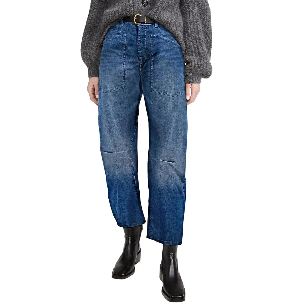 Estelle | Utilitarian Mid Rise Cargo Pocket Jeans for Women