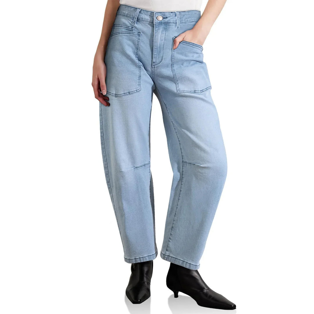 Estelle | Utilitarian Mid Rise Cargo Pocket Jeans for Women