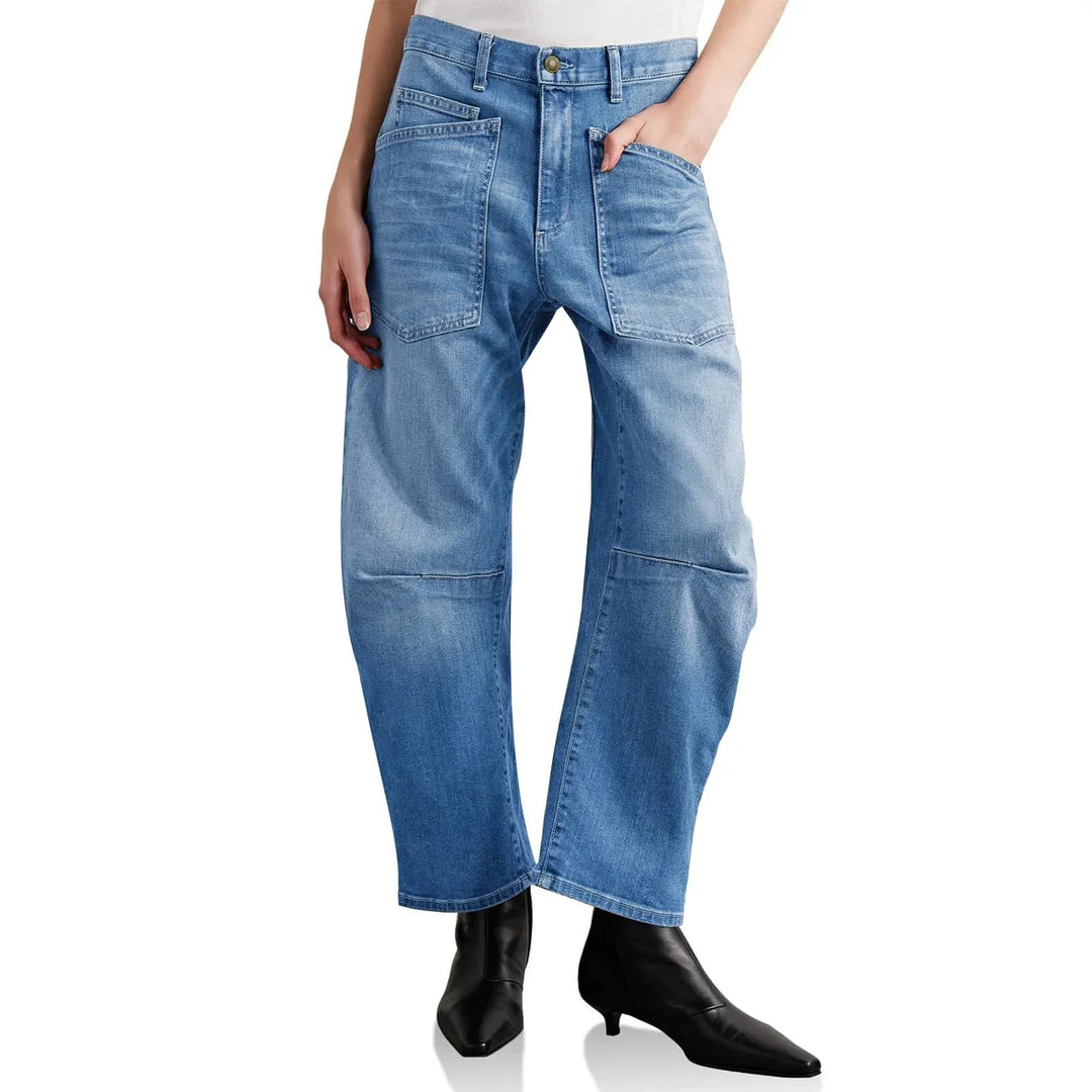 Estelle | Utilitarian Mid Rise Cargo Pocket Jeans for Women