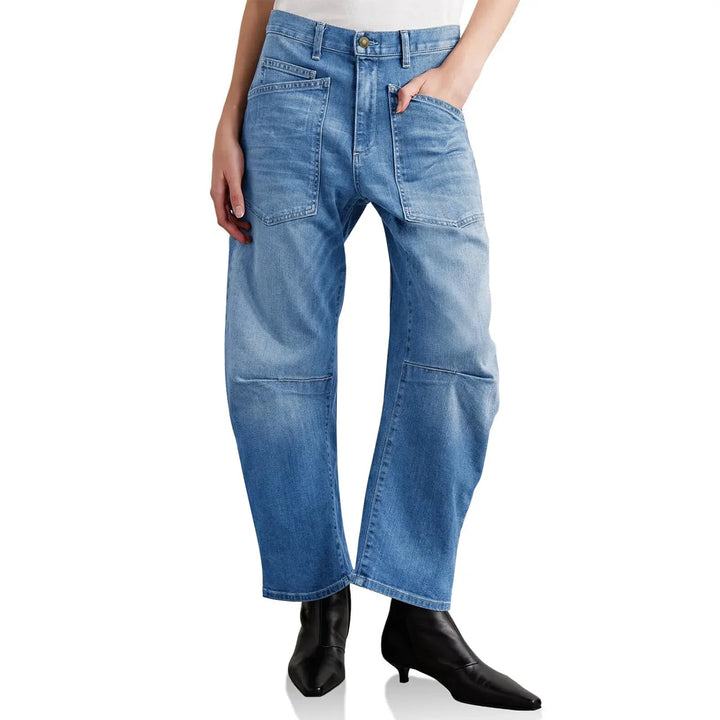 Estelle | Utilitarian Mid Rise Cargo Pocket Jeans for Women