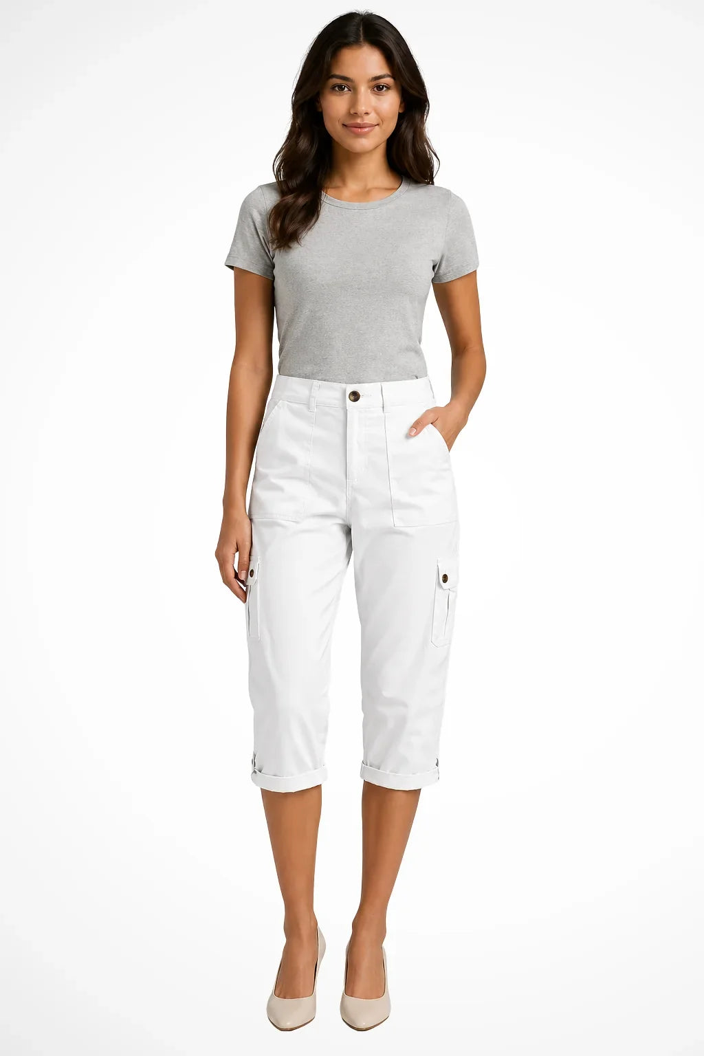 Prudence | Belted Cropped Utility Cargo Pants for Women