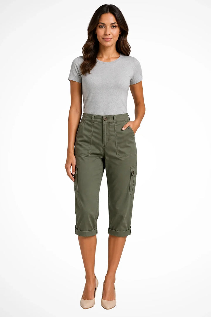 Prudence | Belted Cropped Utility Cargo Pants for Women