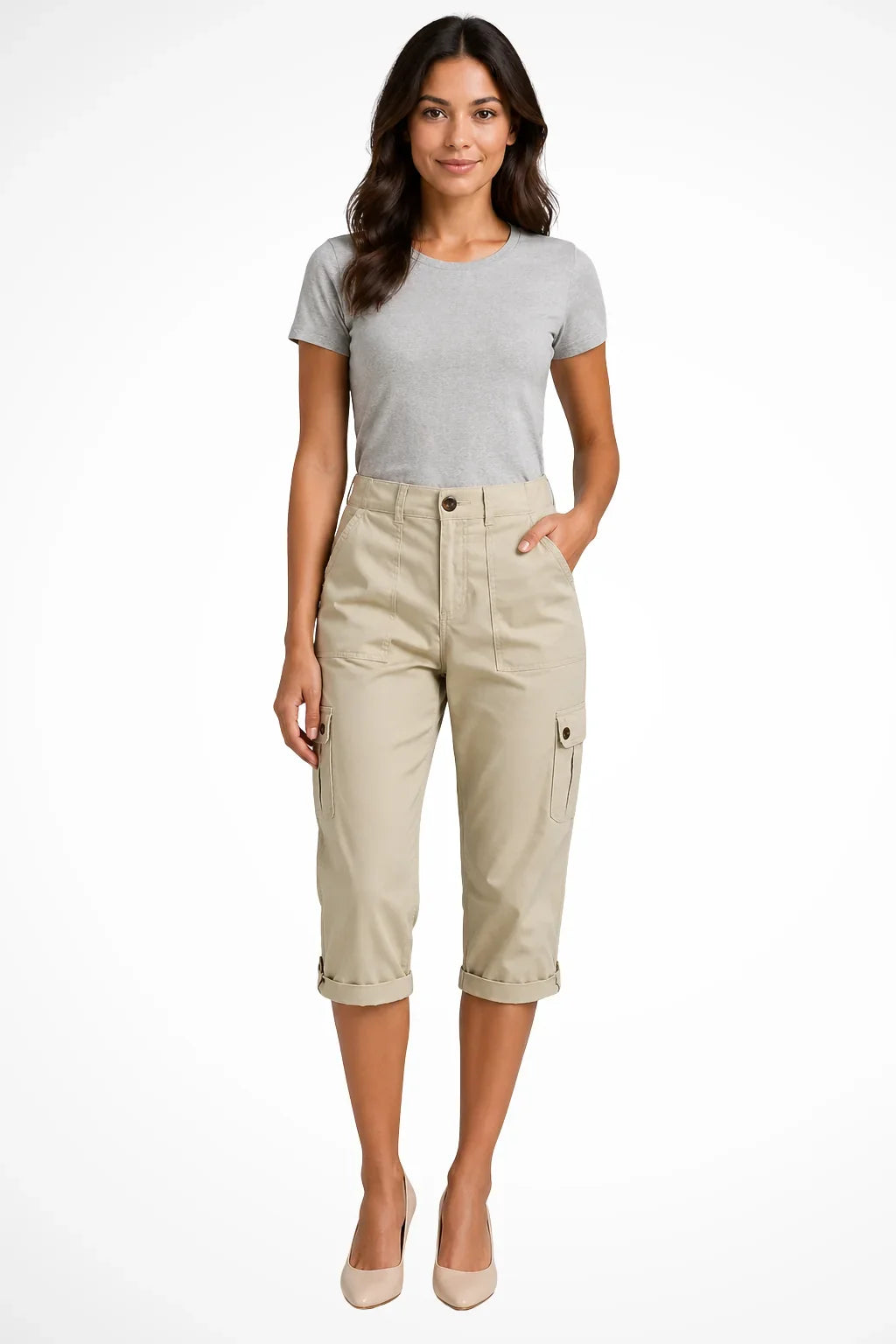 Prudence | Belted Cropped Utility Cargo Pants for Women