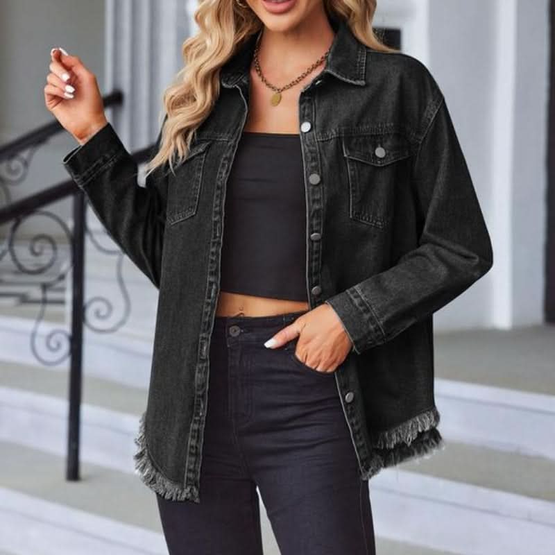 Adele | Everyday Frayed Hem Denim Jacket for Women