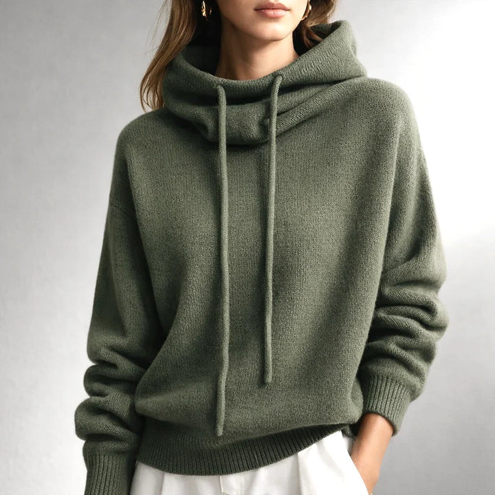 Sophia | Hushed Cowl Neck Knit Hoodie for Women