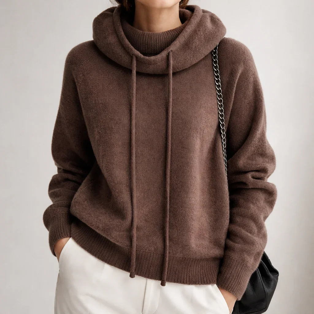Sophia | Hushed Cowl Neck Knit Hoodie for Women