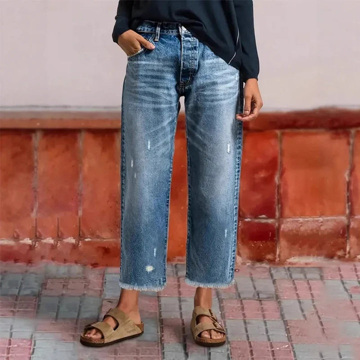 Margaux | Lived-in Button Fly Straight Leg Jeans for Women