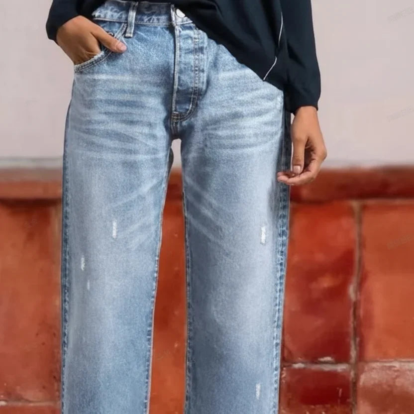 Margaux | Lived-in Button Fly Straight Leg Jeans for Women